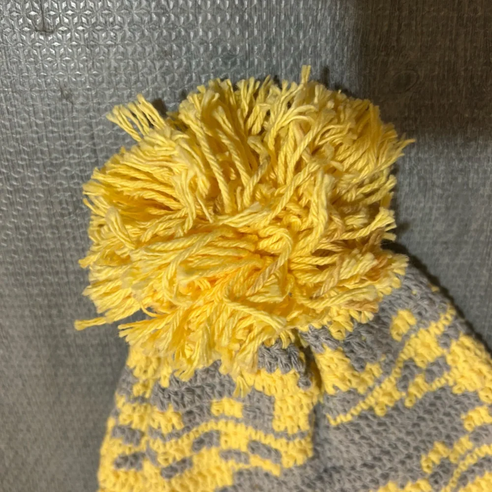 Yellow & Gray Pom Pom Women’s Beanie Hat